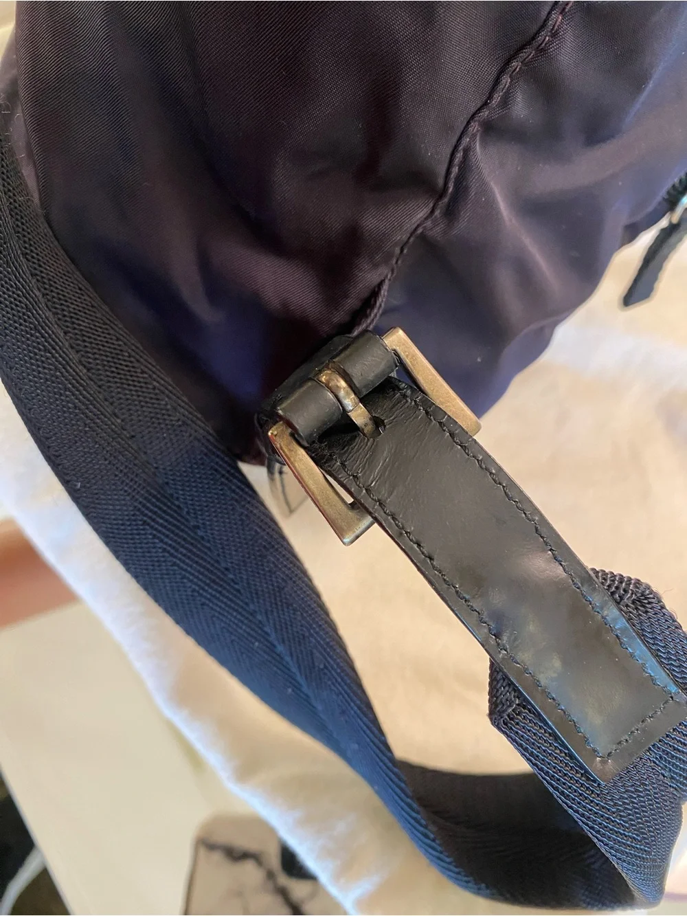 Prada Dark Purple Nylon Backpack with Black Leather Trim - Picture 7 of 8